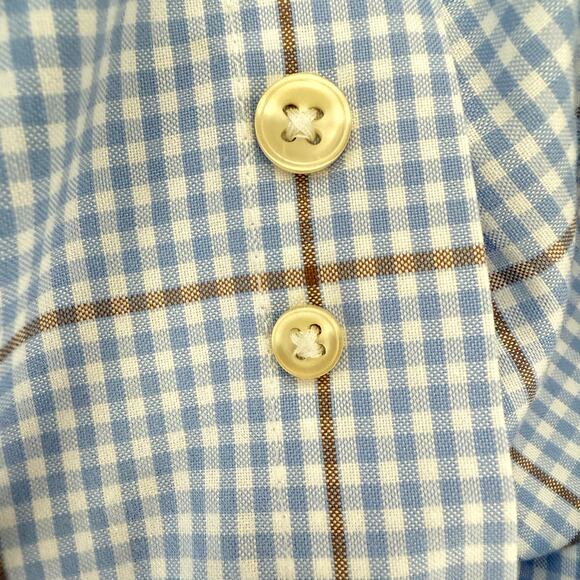 Overton Men's Casual Shirt Micro Plaid Light Blue White - Picture 5 of 7